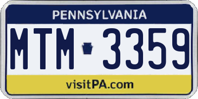 PA license plate MTM3359