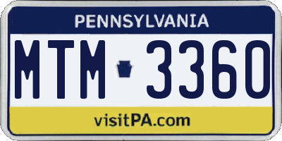PA license plate MTM3360
