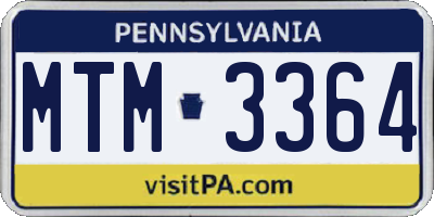 PA license plate MTM3364