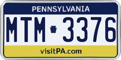 PA license plate MTM3376