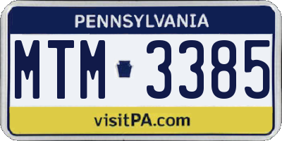 PA license plate MTM3385
