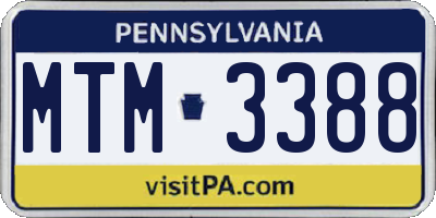 PA license plate MTM3388