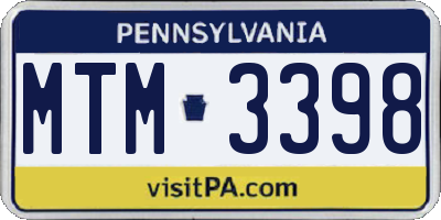 PA license plate MTM3398