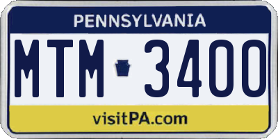 PA license plate MTM3400