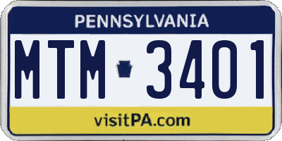 PA license plate MTM3401