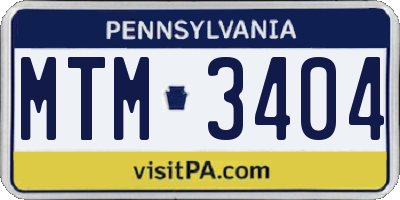 PA license plate MTM3404
