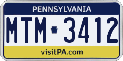 PA license plate MTM3412