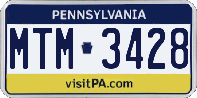 PA license plate MTM3428
