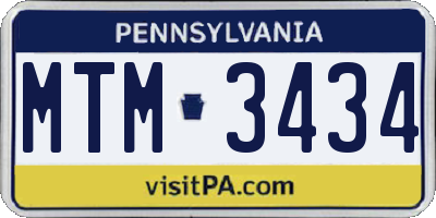 PA license plate MTM3434