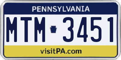PA license plate MTM3451