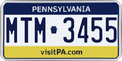 PA license plate MTM3455