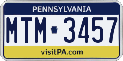 PA license plate MTM3457