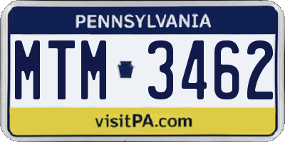 PA license plate MTM3462