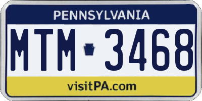 PA license plate MTM3468