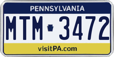 PA license plate MTM3472