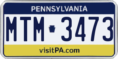 PA license plate MTM3473