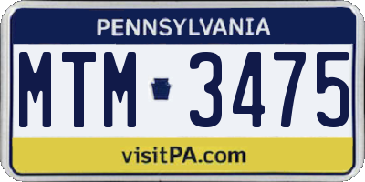 PA license plate MTM3475