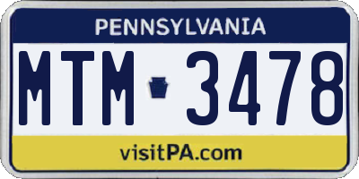 PA license plate MTM3478