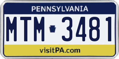 PA license plate MTM3481