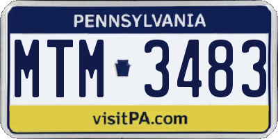 PA license plate MTM3483