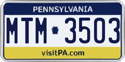 PA license plate MTM3503