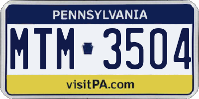 PA license plate MTM3504