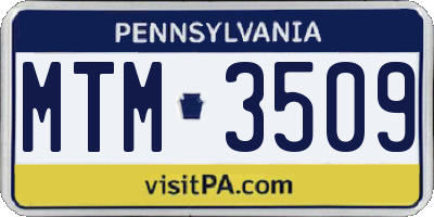PA license plate MTM3509