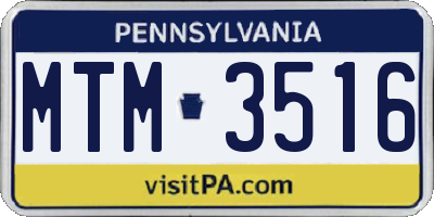 PA license plate MTM3516