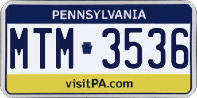 PA license plate MTM3536