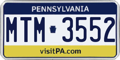 PA license plate MTM3552