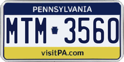 PA license plate MTM3560