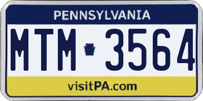 PA license plate MTM3564
