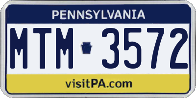 PA license plate MTM3572