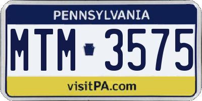 PA license plate MTM3575