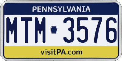 PA license plate MTM3576
