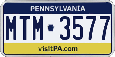 PA license plate MTM3577