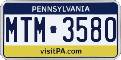 PA license plate MTM3580