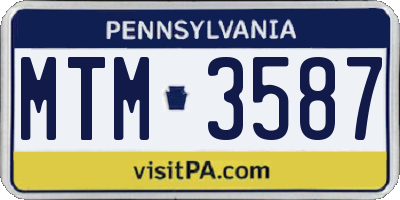 PA license plate MTM3587