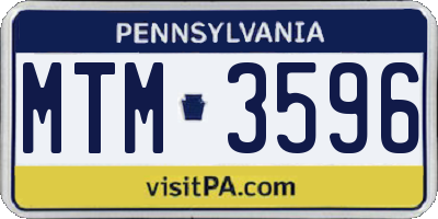 PA license plate MTM3596
