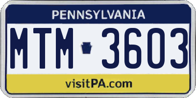 PA license plate MTM3603