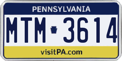 PA license plate MTM3614