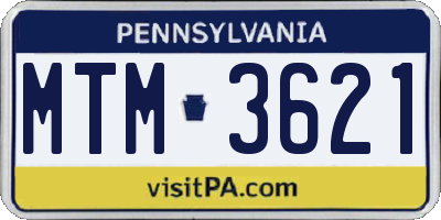 PA license plate MTM3621