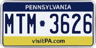 PA license plate MTM3626