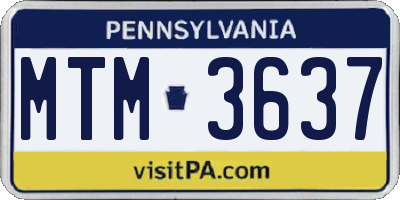 PA license plate MTM3637