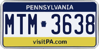 PA license plate MTM3638