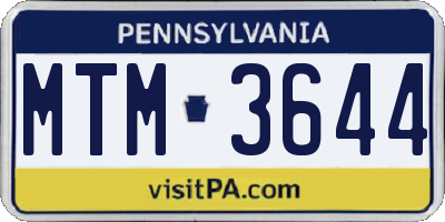 PA license plate MTM3644