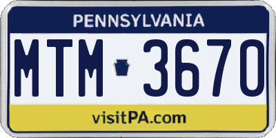 PA license plate MTM3670