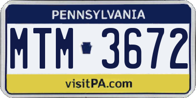 PA license plate MTM3672