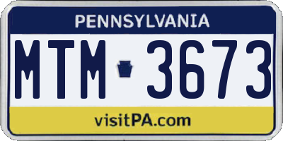 PA license plate MTM3673
