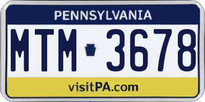 PA license plate MTM3678